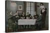 Postcard of Germans Drinking Beer and Having Fun with the Waitress, Sent in 1913-German photographer-Stretched Canvas