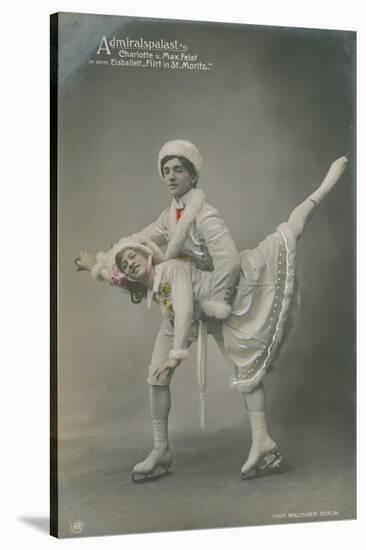 Postcard of Ice Skaters, Sent in 1913-German photographer-Stretched Canvas