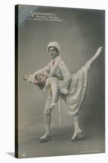 Postcard of Ice Skaters, Sent in 1913-German photographer-Stretched Canvas