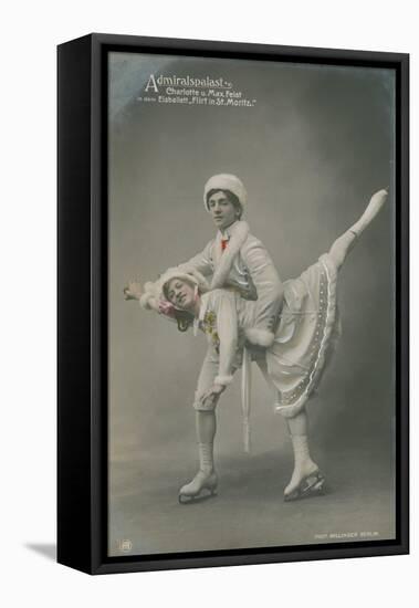 Postcard of Ice Skaters, Sent in 1913-German photographer-Framed Stretched Canvas