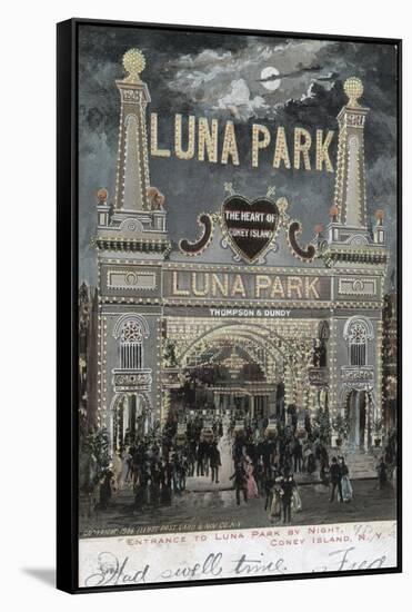 Postcard of Luna Park at Coney Island-null-Framed Stretched Canvas