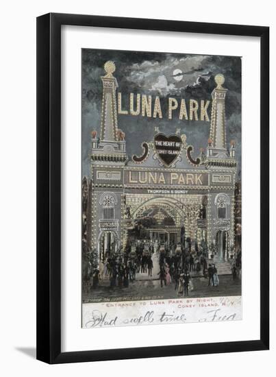 Postcard of Luna Park at Coney Island-null-Framed Premium Giclee Print