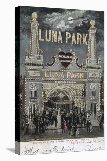 Postcard of Luna Park at Coney Island-null-Stretched Canvas