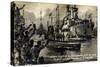 Postcard of Sailors Welcoming the U-Boat U9 on its Return to Wilhelmshaven, 23rd September 1914-null-Stretched Canvas