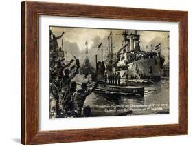 Postcard of Sailors Welcoming the U-Boat U9 on its Return to Wilhelmshaven, 23rd September 1914-null-Framed Giclee Print