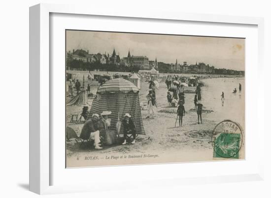 Postcard of the Beach and Boulevard St Georges, Royan, France Sent in 1913-French Photographer-Framed Giclee Print