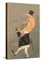 Postcard of the Cresent Moon as the Face of a Man-null-Stretched Canvas