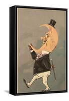 Postcard of the Cresent Moon as the Face of a Man-null-Framed Stretched Canvas