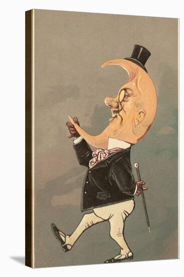 Postcard of the Cresent Moon as the Face of a Man-null-Stretched Canvas