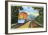 Postcard of the 'Super Chief' of the Santa Fe Railroad, Passing Through Orange Groves, 1950S-null-Framed Giclee Print