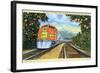 Postcard of the 'Super Chief' of the Santa Fe Railroad, Passing Through Orange Groves, 1950S-null-Framed Giclee Print