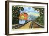 Postcard of the 'Super Chief' of the Santa Fe Railroad, Passing Through Orange Groves, 1950S-null-Framed Giclee Print