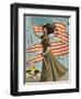 Postcard of Woman Waving American Flag-Rykoff Collection-Framed Photographic Print