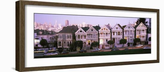 Postcard Row Houses in City, Seven Sisters, Painted Ladies, Alamo Square, San Francisco, California-null-Framed Photographic Print