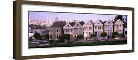 Postcard Row Houses in City, Seven Sisters, Painted Ladies, Alamo Square, San Francisco, California-null-Framed Photographic Print