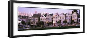 Postcard Row Houses in City, Seven Sisters, Painted Ladies, Alamo Square, San Francisco, California-null-Framed Photographic Print