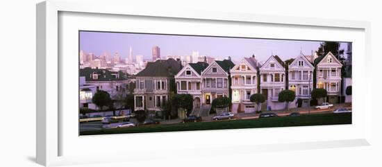 Postcard Row Houses in City, Seven Sisters, Painted Ladies, Alamo Square, San Francisco, California-null-Framed Photographic Print