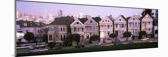 Postcard Row Houses in City, Seven Sisters, Painted Ladies, Alamo Square, San Francisco, California-null-Mounted Photographic Print