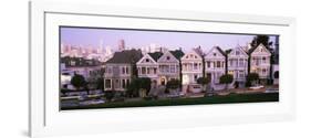 Postcard Row Houses in City, Seven Sisters, Painted Ladies, Alamo Square, San Francisco, California-null-Framed Photographic Print