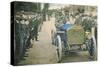 Postcard Showing a Car Arriving at Saint-Calais on the Sarthe Racing Track, 1906-null-Stretched Canvas
