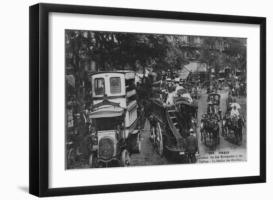 Postcard Showing an Omnibus Station on the Crossroads of Boulevard Montmartre and Boulevard Des Ita-null-Framed Giclee Print