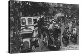 Postcard Showing an Omnibus Station on the Crossroads of Boulevard Montmartre and Boulevard Des Ita-null-Stretched Canvas