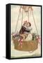 Postcard with Couple Kissing in Hot Air Balloon-null-Framed Stretched Canvas