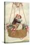 Postcard with Couple Kissing in Hot Air Balloon-null-Stretched Canvas