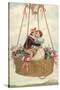 Postcard with Couple Kissing in Hot Air Balloon-null-Stretched Canvas