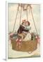 Postcard with Couple Kissing in Hot Air Balloon-null-Framed Giclee Print