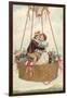 Postcard with Couple Kissing in Hot Air Balloon-null-Framed Giclee Print