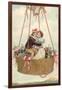 Postcard with Couple Kissing in Hot Air Balloon-null-Framed Giclee Print