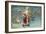 Postcard with Santa Claus Holding a Christmas Tree-null-Framed Giclee Print