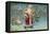 Postcard with Santa Claus Holding a Christmas Tree-null-Framed Stretched Canvas