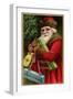 Postcard with Santa Claus Holding Presents-Trolley Dodger-Framed Giclee Print