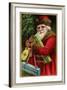 Postcard with Santa Claus Holding Presents-Trolley Dodger-Framed Giclee Print