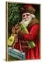 Postcard with Santa Claus Holding Presents-Trolley Dodger-Stretched Canvas