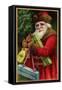 Postcard with Santa Claus Holding Presents-Trolley Dodger-Framed Stretched Canvas