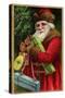 Postcard with Santa Claus Holding Presents-Trolley Dodger-Stretched Canvas