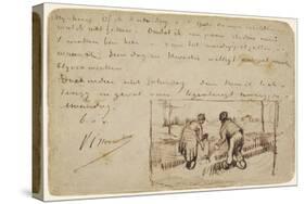 Postcard with Two Peasants Digging, 1885-Vincent van Gogh-Stretched Canvas