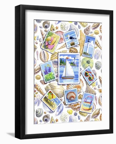 Postcards And Shells-Geraldine Aikman-Framed Giclee Print