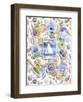 Postcards And Shells-Geraldine Aikman-Framed Premium Giclee Print