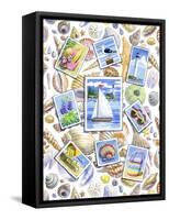 Postcards And Shells-Geraldine Aikman-Framed Stretched Canvas