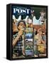 "Postcards" Saturday Evening Post Cover, August 25, 1951-Stevan Dohanos-Framed Stretched Canvas