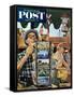 "Postcards" Saturday Evening Post Cover, August 25, 1951-Stevan Dohanos-Framed Stretched Canvas