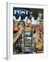 "Postcards" Saturday Evening Post Cover, August 25, 1951-Stevan Dohanos-Framed Giclee Print