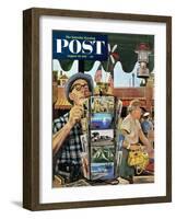 "Postcards" Saturday Evening Post Cover, August 25, 1951-Stevan Dohanos-Framed Giclee Print