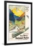 Poster adverting train travel to National Parks. Printed by Newman-Monroe Co., Chicago, ca. 1930-null-Framed Giclee Print