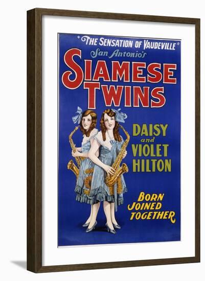 Poster Advertisement for Siamese Twins Daisy and Violet Hilton-null-Framed Giclee Print