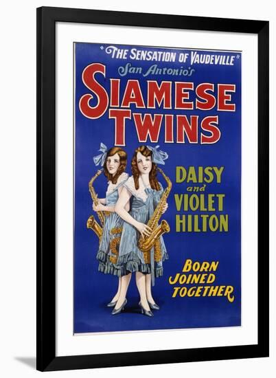 Poster Advertisement for Siamese Twins Daisy and Violet Hilton-null-Framed Premium Giclee Print